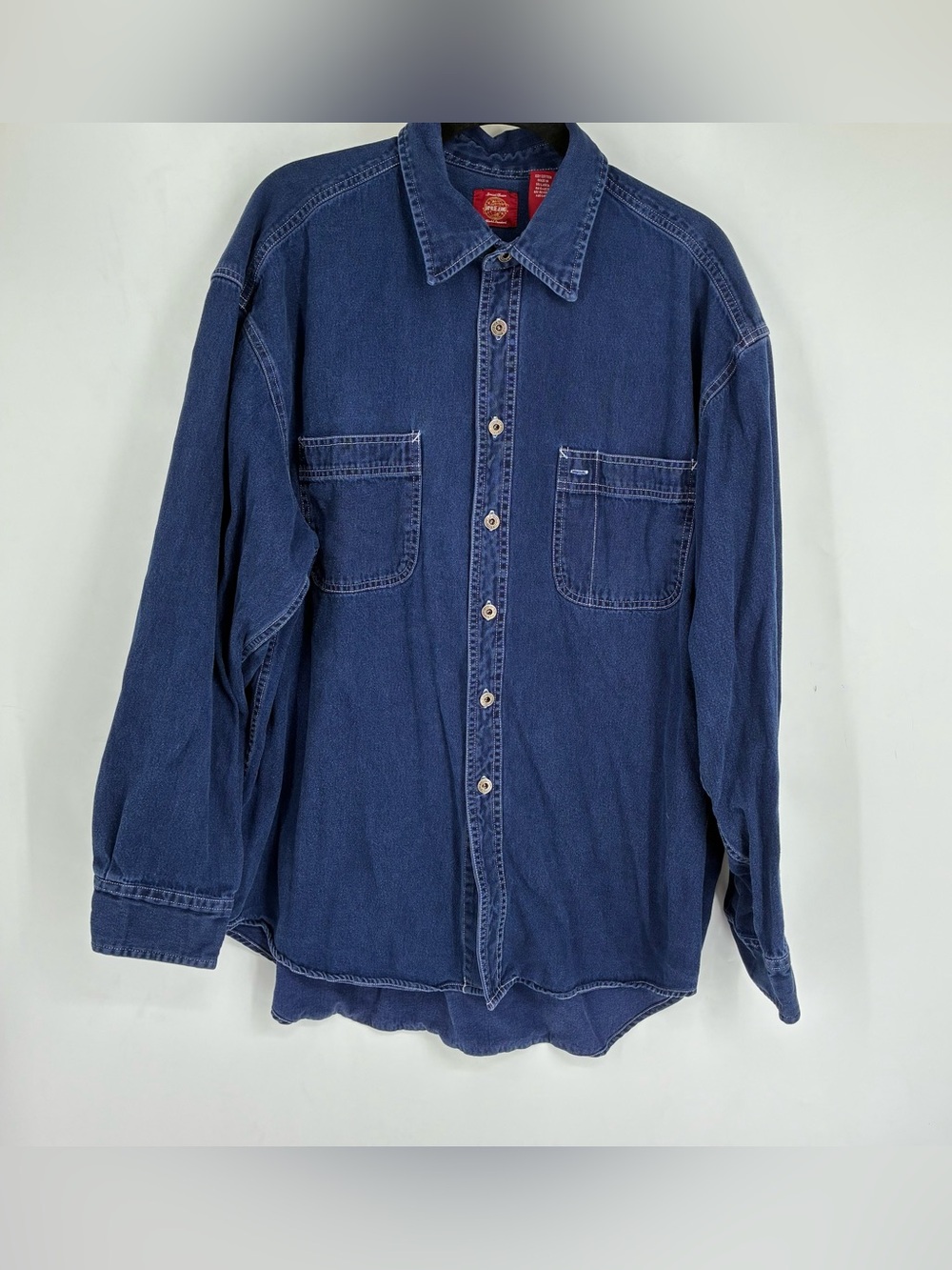 Vintage 90s Gap Mens XL Dark Blue Button Up Long Sleeve Shirt Cotton Heavy Work